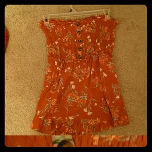Floral Orange Romper
